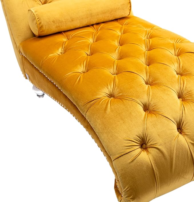 HomSof Modern Armless Velvet Chaise Lounge Indoor Chair - Image 7