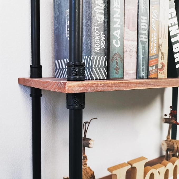 Industrial Bookshelf, 3 Tier Pipe Shelving, Industrial Pipe Shelf - Image 7