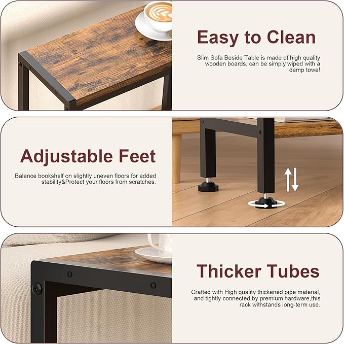 Narrow Side Table for Small Space, 2-Tier Small End Table - Image 5