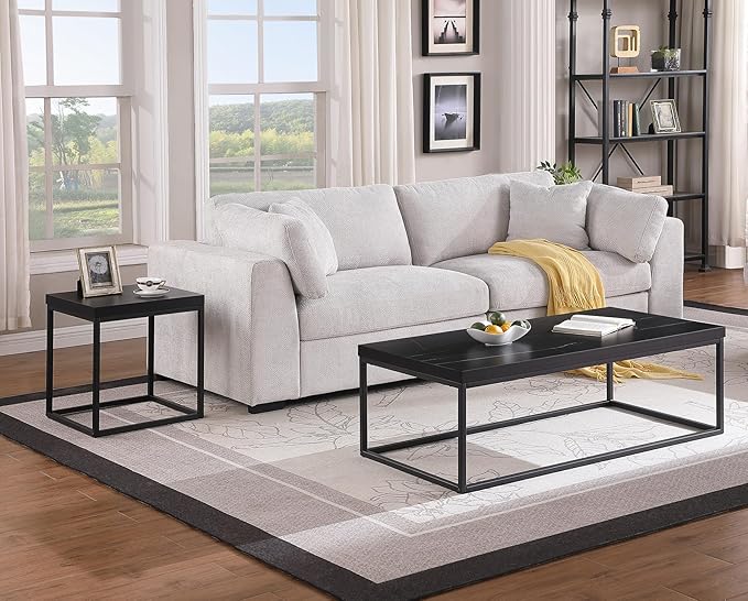 CENSI 47-Inch Black Marble Accent Coffee Table/Center Table - Image 3