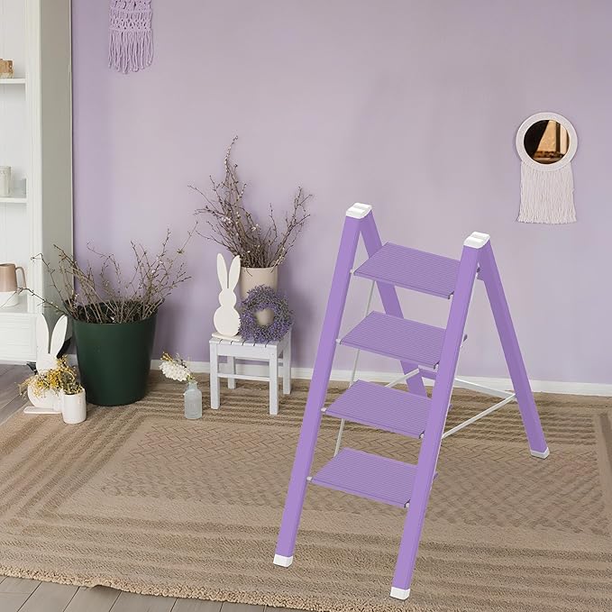 Lightweight Folding Step Ladder Household, Aluminum 4 Step Ladder Foldable - Image 4