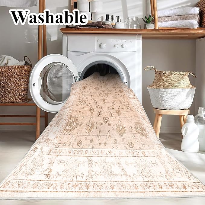 4x6 Vintage Washable Thin Area Rug Tangerine Traditional Floor Cover Foldable - Image 3