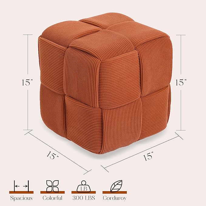 Ottoman Foot Rest Soft and Comfortable Ottoman Square Corduroy Woven Design - Image 3