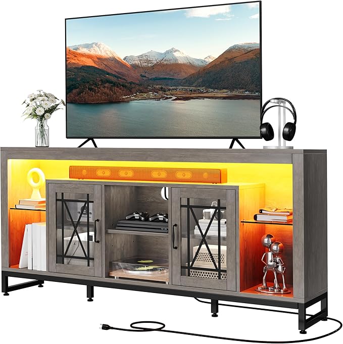 YITAHOME 33.5'' Tall TV Stand for 75 inch TV, LED Entertainment Center - Image 9