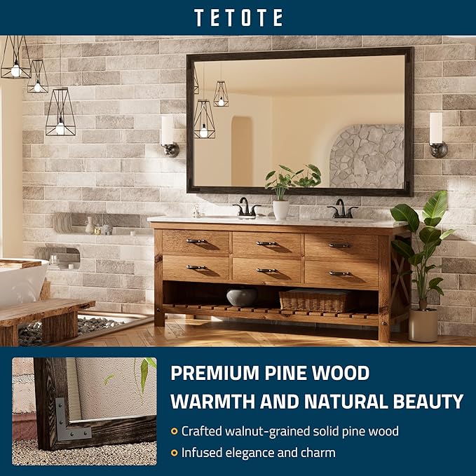 TETOTE 60 x 36 Black Wood Framed Mirror - Image 2