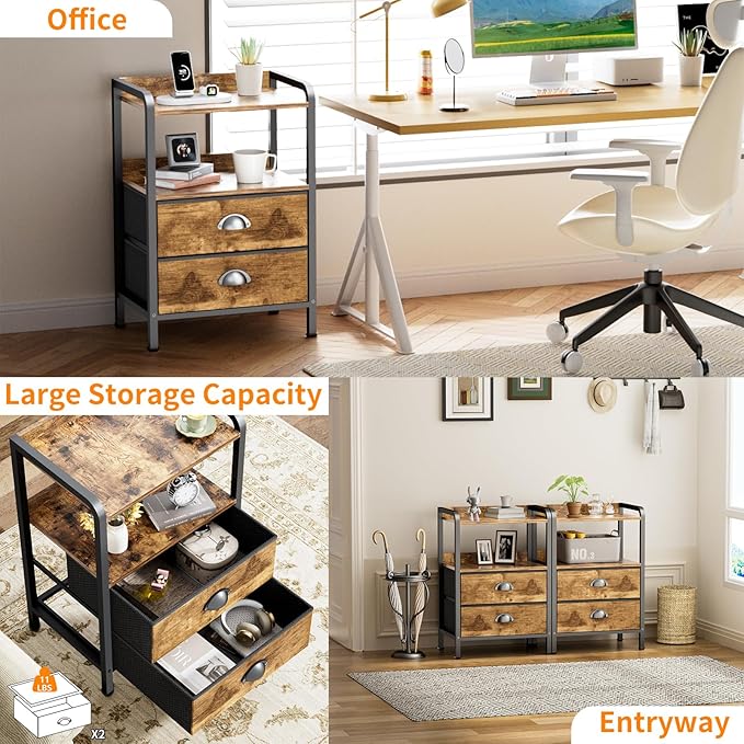 Nightstand Bedside Table with 2 Drawers Small Kids Night Stand - Image 5