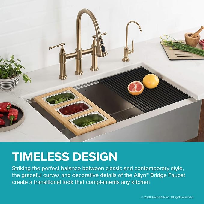 KRAUS Allyn Transitional Bridge Kitchen Faucet - Image 4
