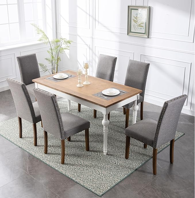 Parsons Kitchen Dining Chair Set Room Modern Upholstered Stylish Fabric High - Image 4