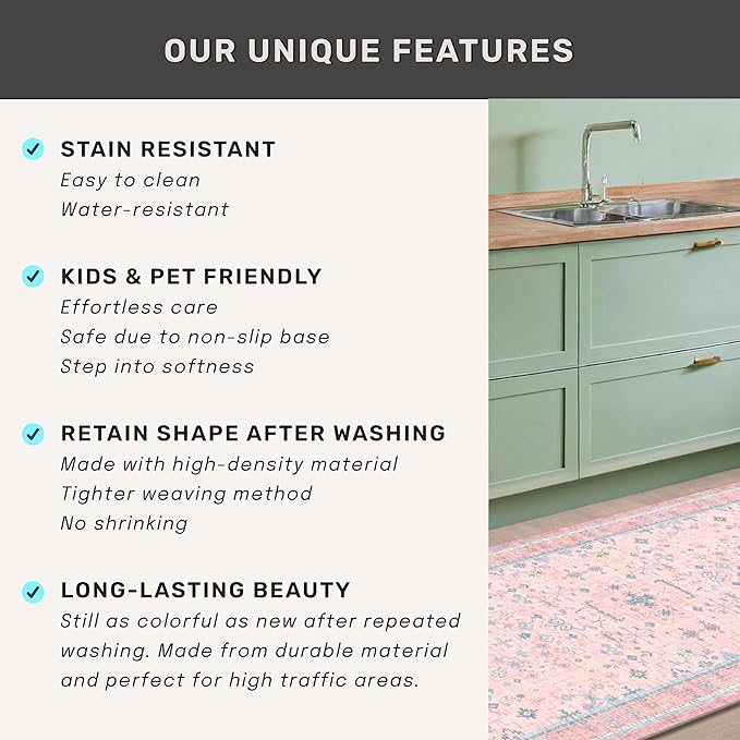 Washable Pink Nursery Rug, 3x5 Area Rugs - Image 7