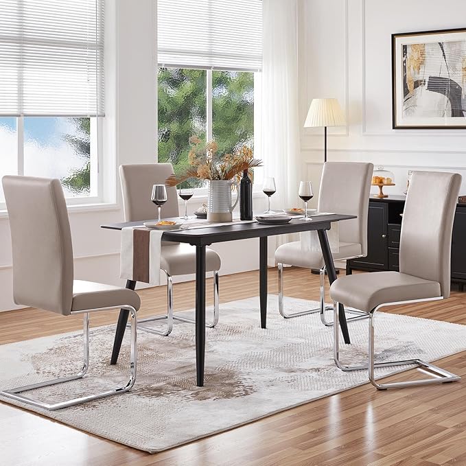 Yaheetech Dining Chairs Set of 4 Modern Faux Leather Upholstered Dining Room - Image 2