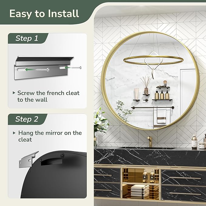 TokeShimi 40 Inch Round Gold Bathroom Mirror - Image 6