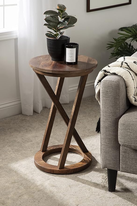 Kate and Laurel Aja Modern Side Table; 15 x 15 x 23; Walnut Brown; Decorative - Image 2