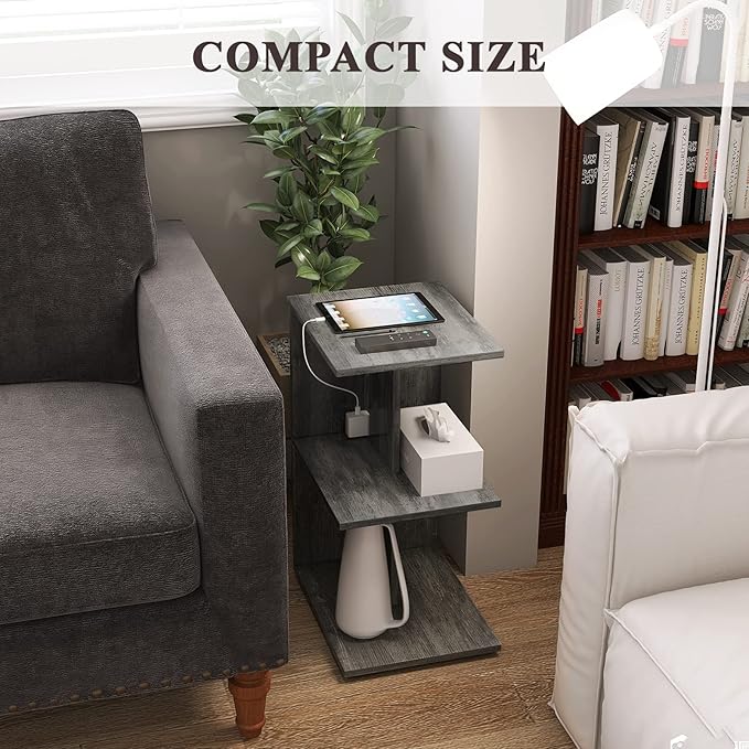 ZGREN End Table with Charging Station, Narrow Side Tables - Image 5