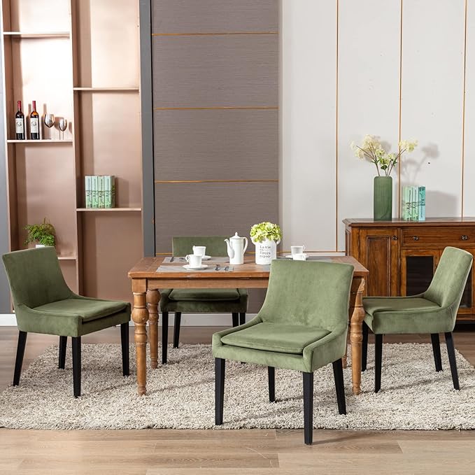 COLAMY Modern Dining Chairs Set of 4, Upholstered Corduroy Accent Side Chairs - Image 4