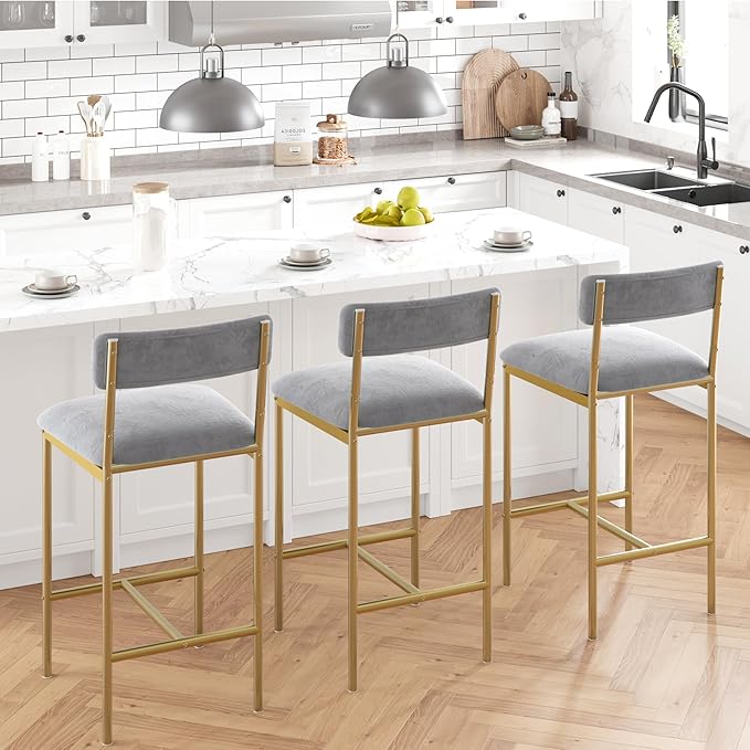 GarveeHome Bar Stools Set of 2, Upholstered Counter Height Bar Stools - Image 3