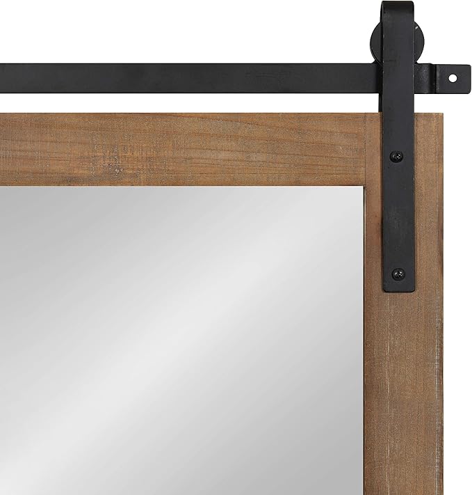 Kate and Laurel Cates Farmhouse Wood Framed Wall Mirror, 18 x 26, Rustic Brown - Image 4
