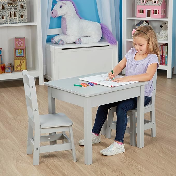 Melissa & Doug Wooden Table & Chairs-Gray Kids Furniture - Image 5