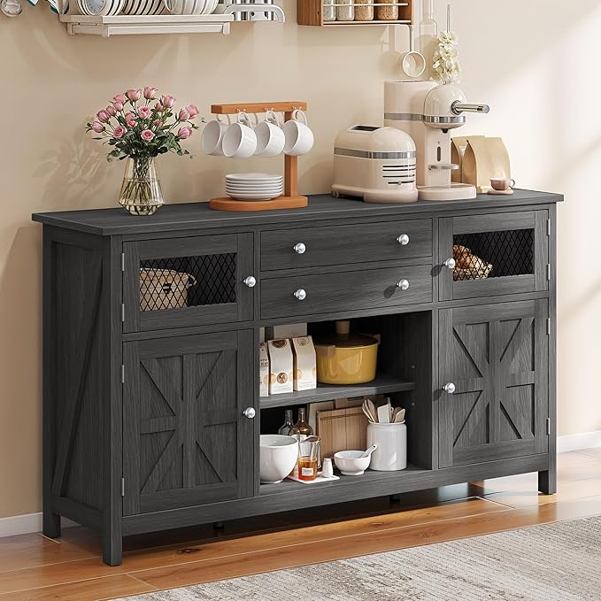 YITAHOME Farmhouse TV Stand for TVs up to 65", Rustic TV Media Console for - Image 4