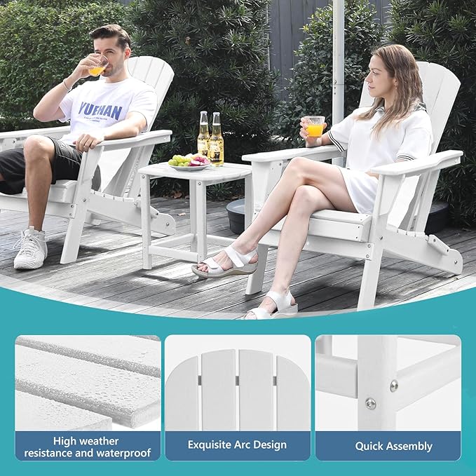 Hdpe Outdoor Adirondack Side Table, Wooden Textured, Set - Image 4