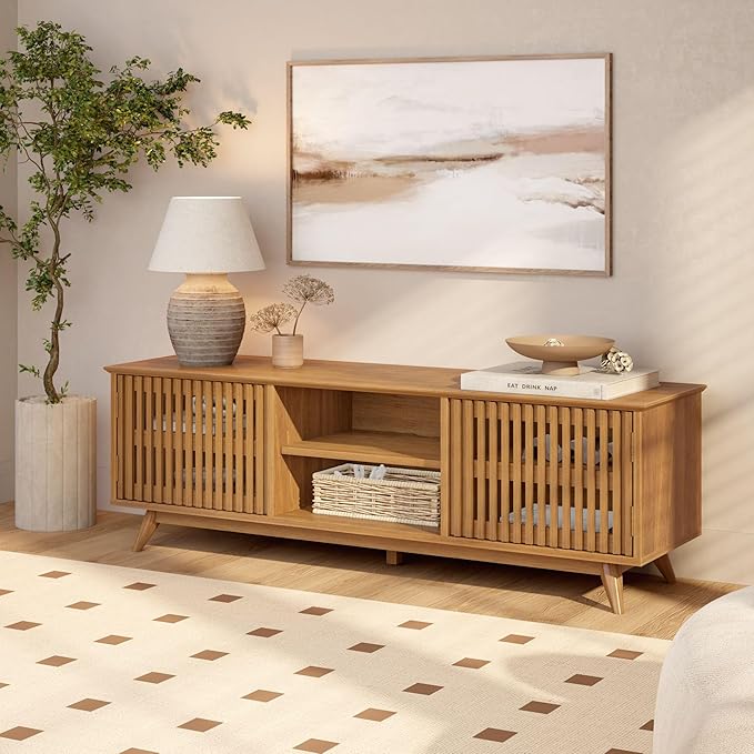 Plank+Beam Mid-Century Modern Wood TV Stand, Solid Wood Entertainment Console - Image 11