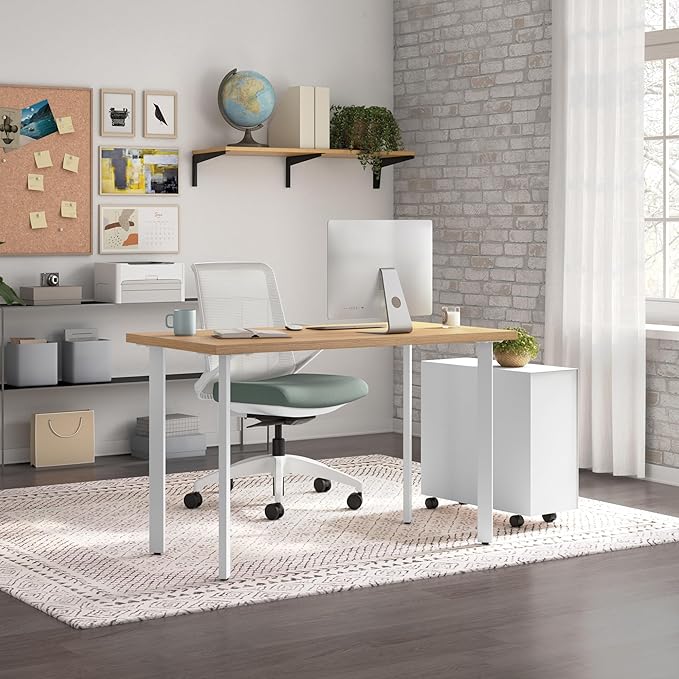 HON Coze Home Office Desks, Sturdy Table Computer Desk, Natural Recon Top - Image 2