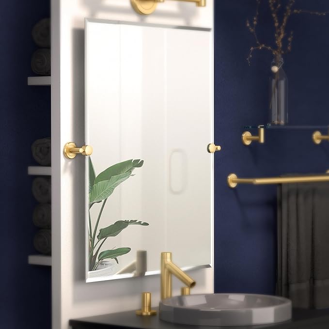 Gatco 4239S Latitude II, Frameless Rectangle Pivot Mirror, 31.5" H, Brushed by Gatco