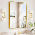 TokeShimi Gold Bathroom Mirror 22x30, HD Tempered Glass, Brushed Gold Bathroom by RefinedBathroomAccessories