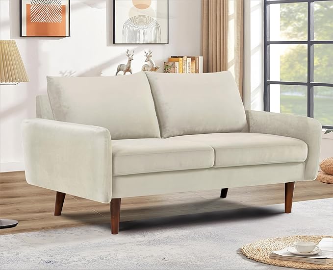 Container Furniture Direct Kent Velvet Loveseat Sofa - Image 4
