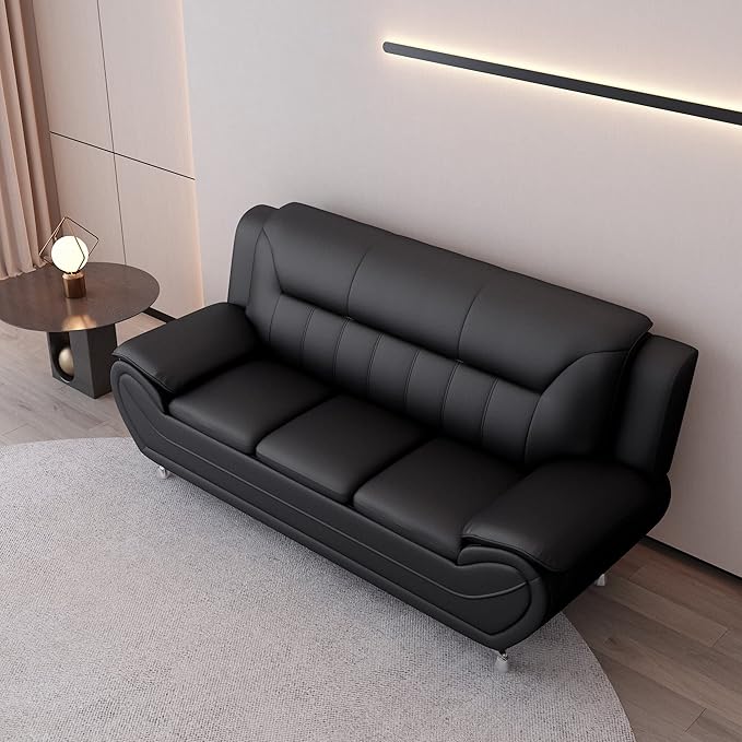Container Furniture Direct Michael Modern Faux Leather Upholstered Stainless - Image 12