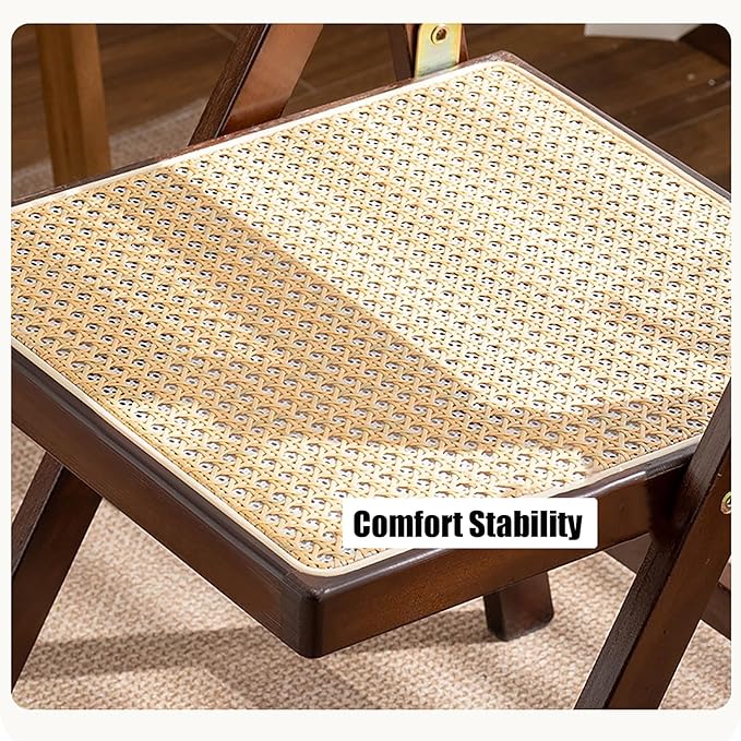 KISKIS Wooden Rattan Folding Chairs Portable Save Space Kitchen Dining Chair - Image 6