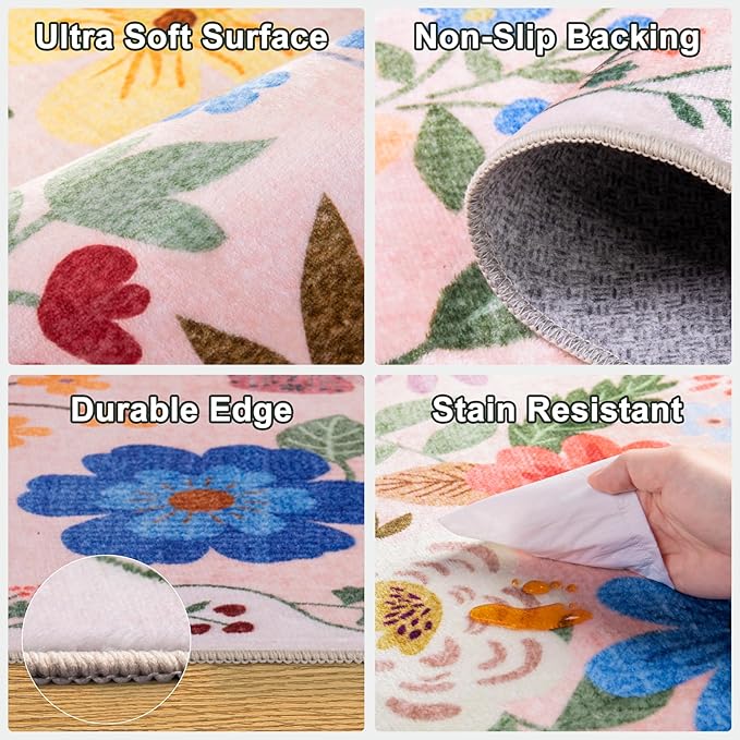 6x9 Area Rugs for Living Room: Floral Washable Rug Vintage Large Soft Boho - Image 7