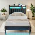 Twin Bed Frame with Headboard, Classic Metal Platform Bed Frame-LED Bed Frame by CLIBFENG
