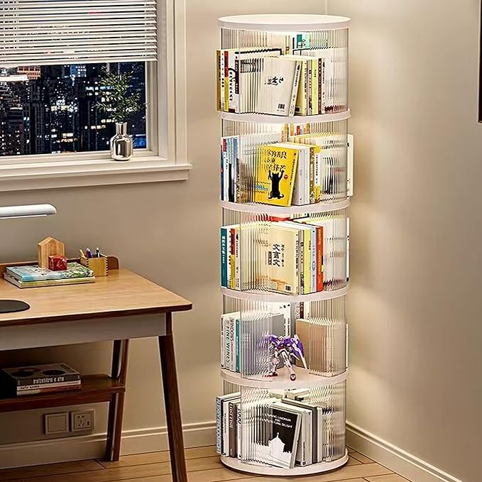 Rotating Bookshelf Tower, 360° Rotating Bookshelf, 66 inch High Small Space - Image 5