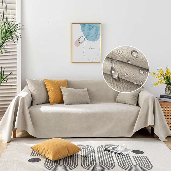 STACYPIK Waterproof Sofa Covers Durable Beige Sectional Couch Cover L Shape by STACYPIK