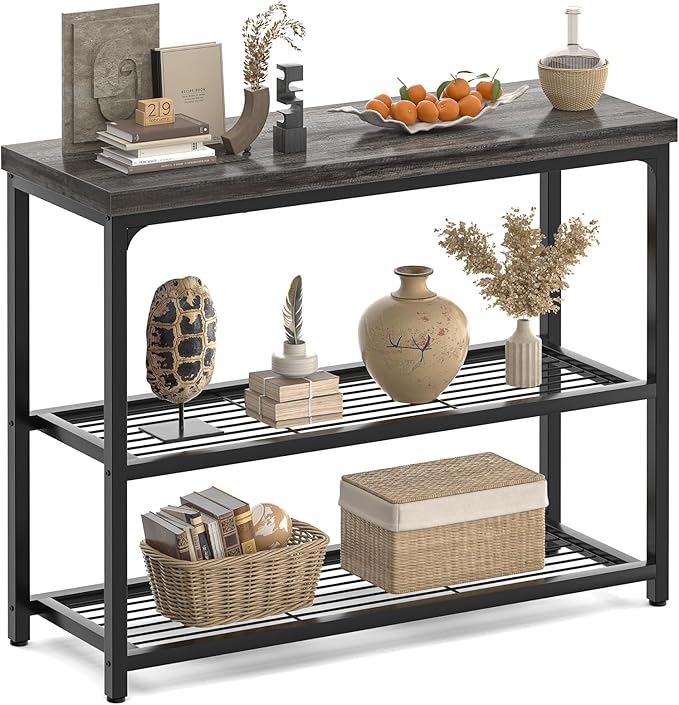 32" Small Console Table, 3-Tier Entryway Table, Sofa Table by Besiost
