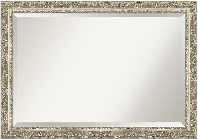 Amanti Art Bathroom Mirror for Over Sink, 29x41 Filigree Silver Rectangle by AmantiArt