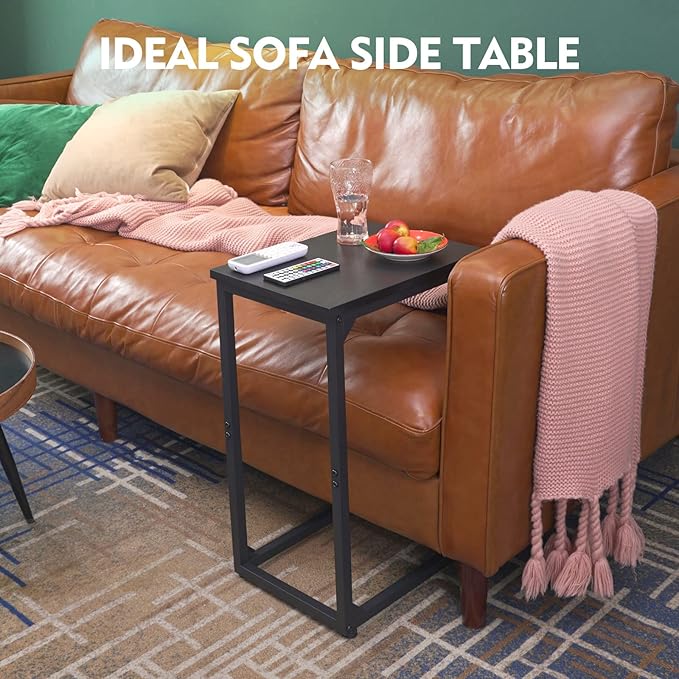 AMHANCIBLE C Shaped End Table, Couch Tables That Slide Under, TV Tray Snack - Image 6