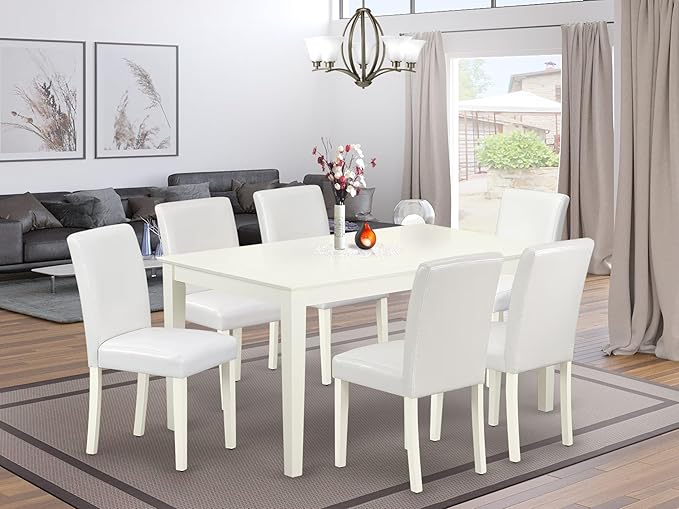 East West Furniture CAAB7-LWH-64 7 Piece Kitchen Table & Chairs Set Consist of - Image 2