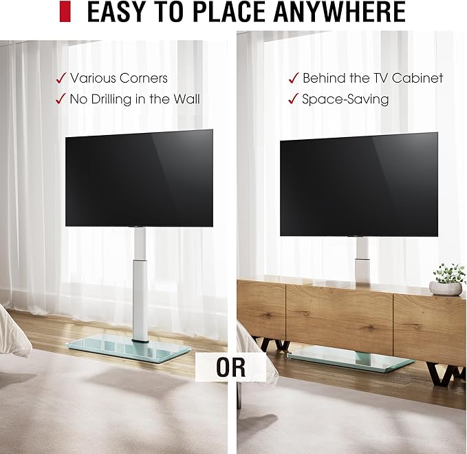 Swivel TV Floor Stand for 32-65 Inches TVs, 8 Level Height Adjustable Corner - Image 4