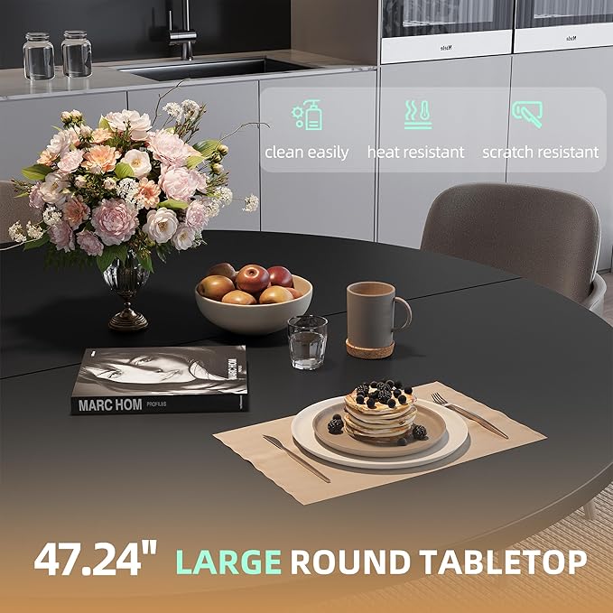 47.24" Round Dining Table, Modern Dining Room Table - Image 4