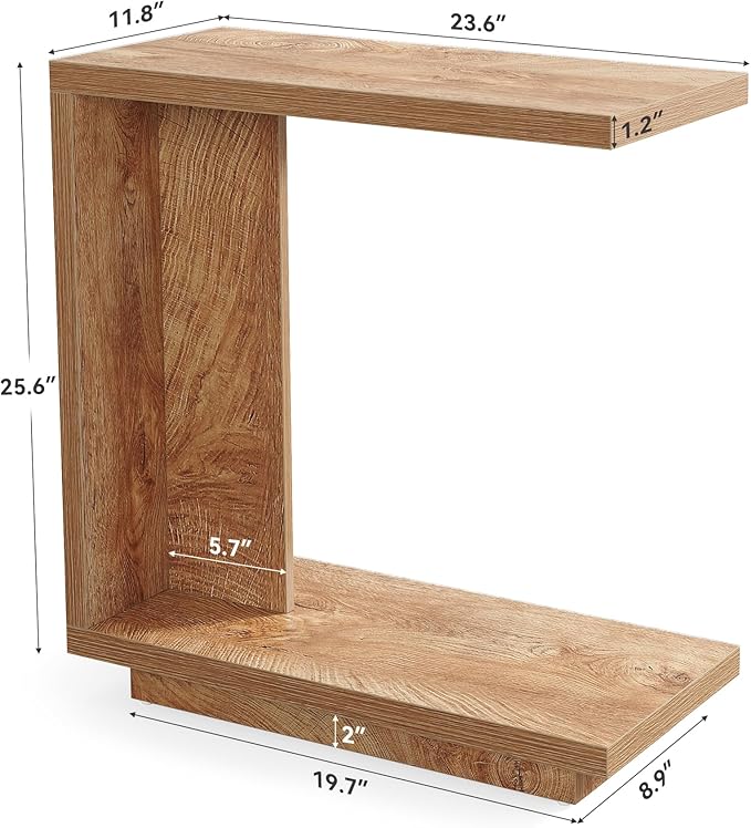 LITTLE TREE C-Shaped Side Table, Narrow 2-Tier End Table - Image 3