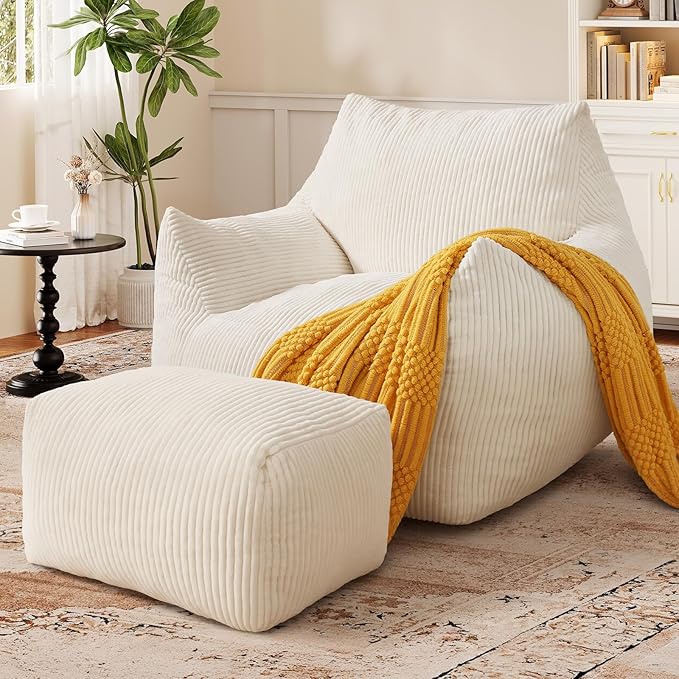 Big Bean Bag Chair for Adults & Kids, Ultra Soft Living Room Bean Bag by Vellorise