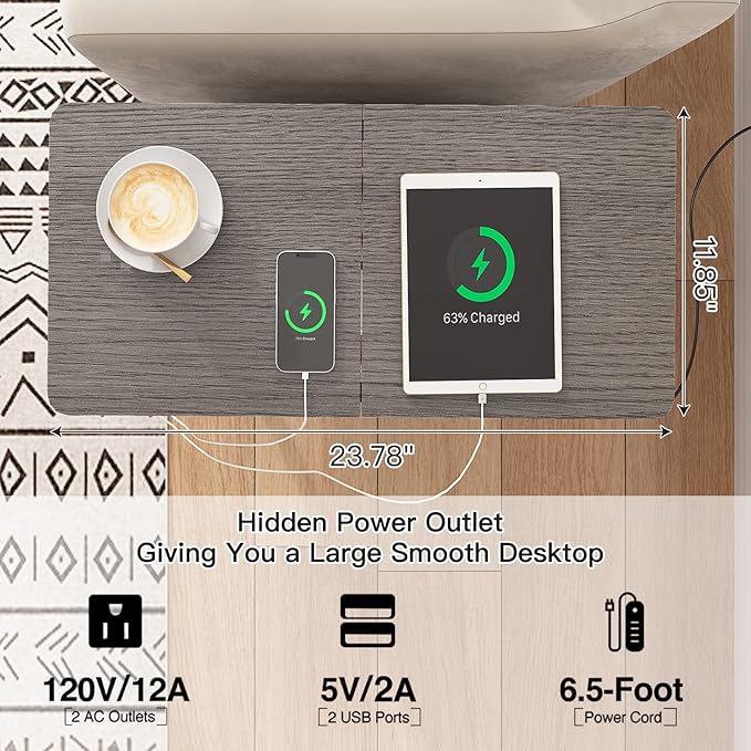 LIDYUK End Table with Charging Station, Narrow Side Table with Drawer and USB - Image 3