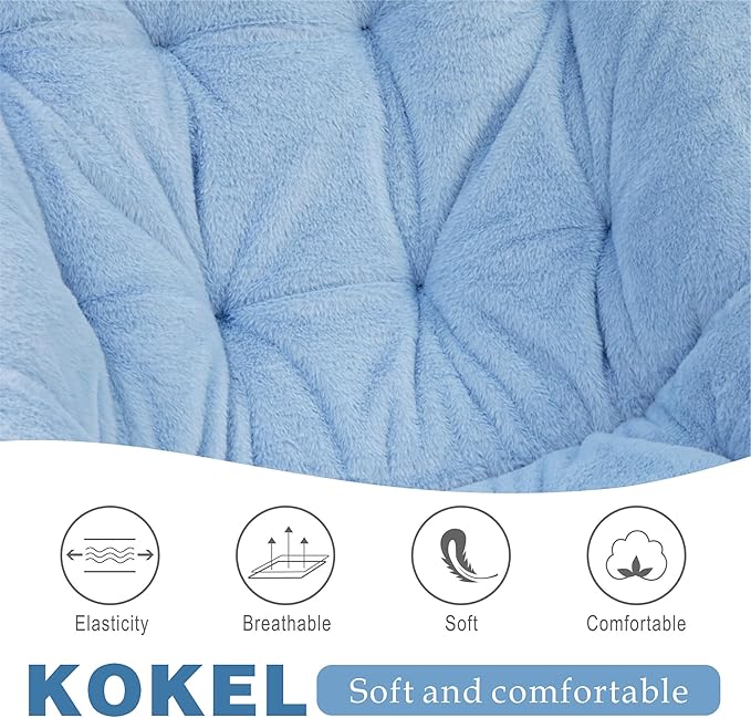 Kokel Plush Folding Chair and Ottoman Padded Metal Frame Living Room Chair - Image 5