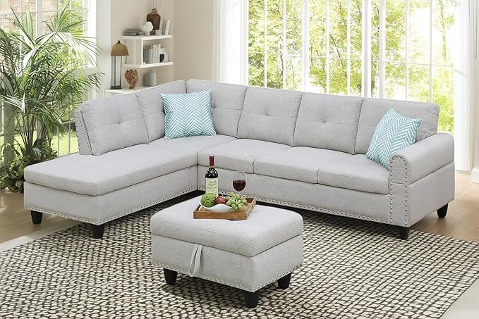98 Inch L Shaped Sectional Sofa - Image 5