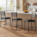 GarveeHome Bar Stools Set of 2, Wooden Barstools, Faux Leather Upholstered Bar by GarveeHome