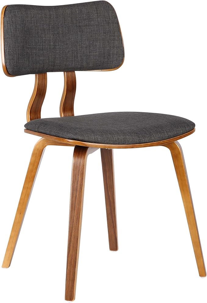 Armen Living Jaguar Mid-Century Dining Chair in Walnut Wood and Charcoal Fabric - Image 8