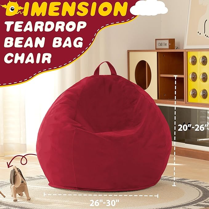 HABUTWAY 2FT Bean Bag Chair, Teardrop Bean Bag Chair Luxurious Velvet Ultra - Image 3