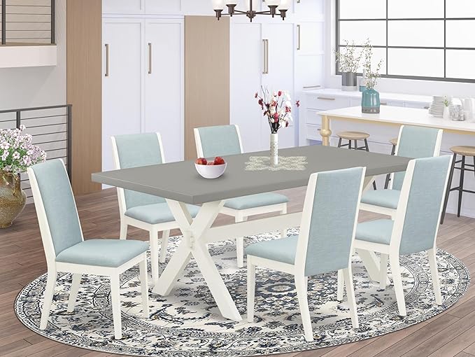 East West Furniture X097LA015-7 7 Piece Modern Dining Table Set Consist of a - Image 2