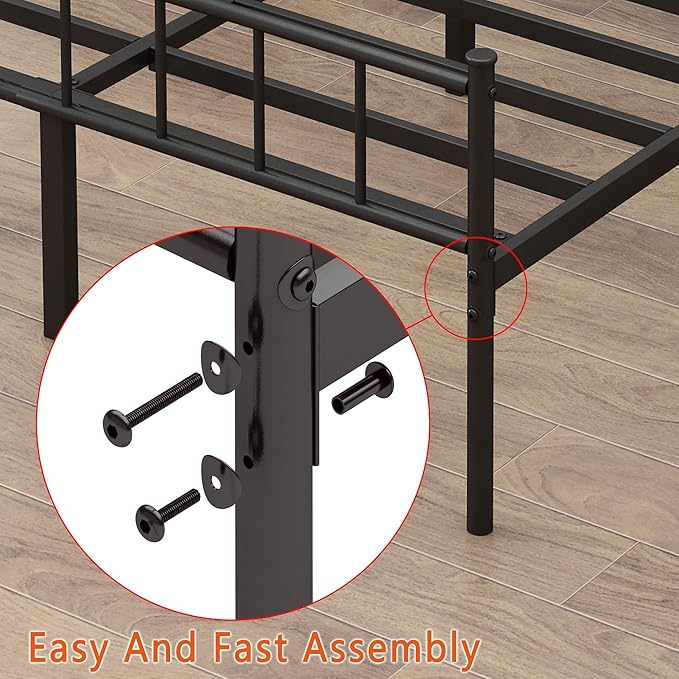 Twin Bed Frame-Classic Metal Platform Bed Frame, Mattress Foundation - Image 6